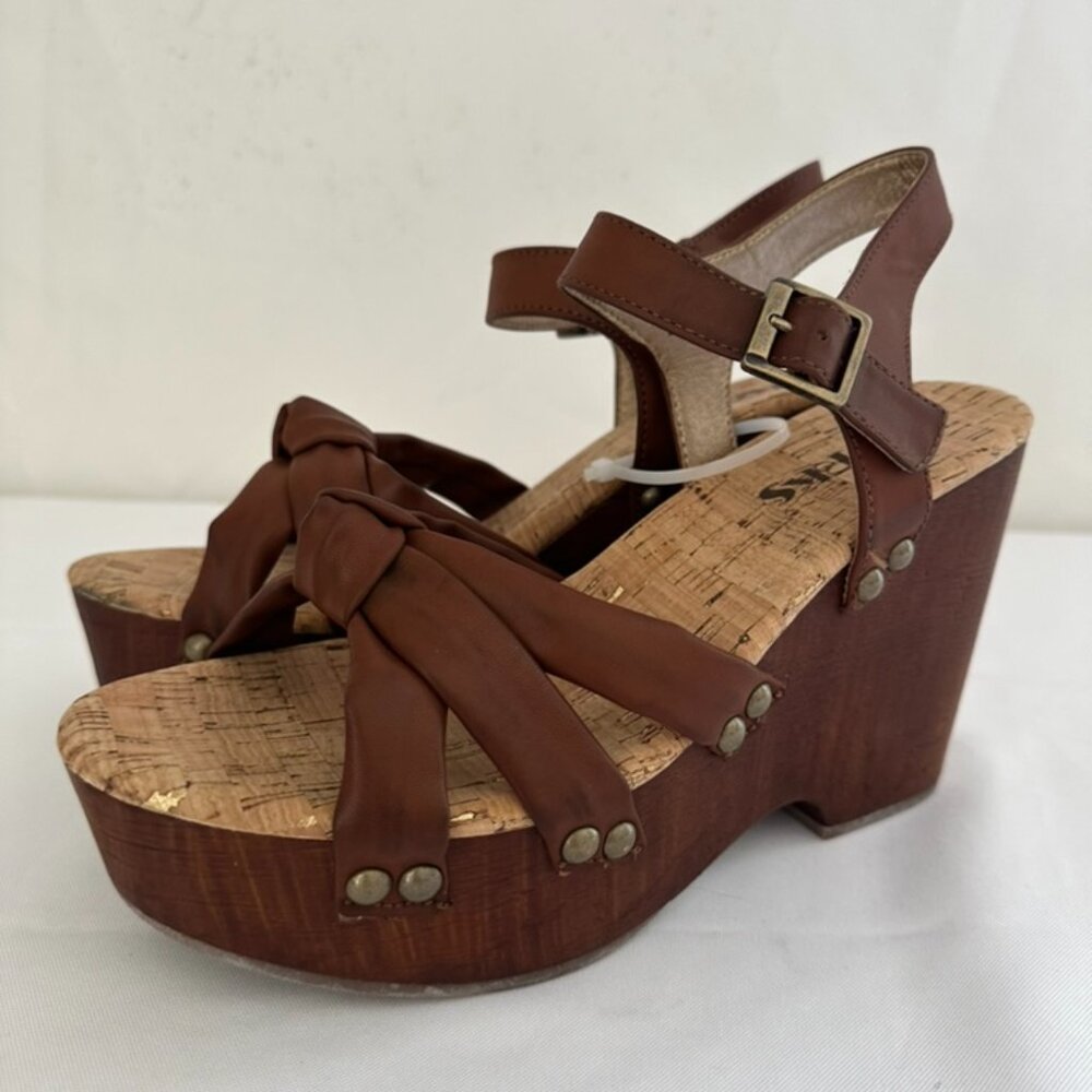 Nordstrom Korks Brown Wedge Platform Sandal